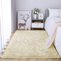 Ameha Living Room Fluffy Shaggy Cream Area Rugs For Bedroom Modern Carpet Non-Slip 120X170 Cm, Non Shedding Indoor/outdoor Rug - thumbnail 2