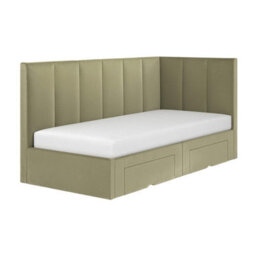 Flair Harley Corner Bed Frame With Storage Drawers Olive Green Velvet - thumbnail 4