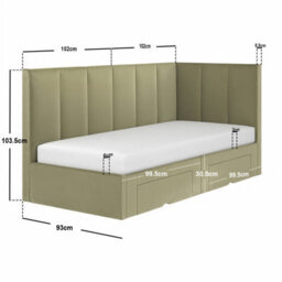 Flair Harley Corner Bed Frame With Storage Drawers Olive Green Velvet - thumbnail 7