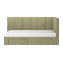 Flair Harley Corner Bed Frame With Storage Drawers Olive Green Velvet - thumbnail 6