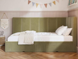 Flair Harley Corner Bed Frame With Storage Drawers Olive Green Velvet - thumbnail 3