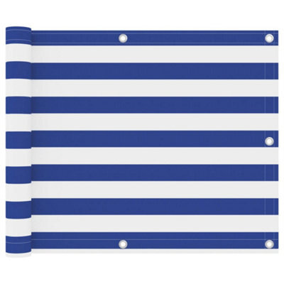 Berkfield Balcony Screen White And Blue 75X500 Cm Oxford Fabric - image 1
