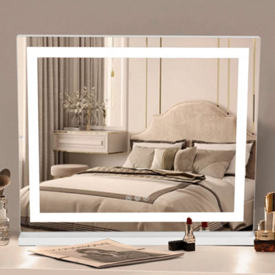 Living And Home Rectangle Hollywood Lighted Led Vanity Makeup Mirror Dressing Table Mirror Touch Control Dimmable 50X42 Cm - image 1