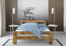 Nodax King Bed Frame, F2, Solid Pine Wood, Easy Assembly, Sturdy Slats & Extra Support Legs, 5Ft, Oak Finish - thumbnail 7