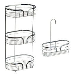 Showerdrape Dante Chrome Freestanding Floor Caddy And Mini Shower Caddy