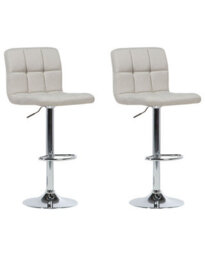 Wyld And Coco Noblecasa Set Of 2 Beige Swivel Bar Stools With Height Adjustment And Footrest - thumbnail 3