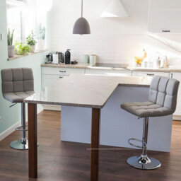 Wyld And Coco Noblecasa Set Of 2 Beige Swivel Bar Stools With Height Adjustment And Footrest - thumbnail 2