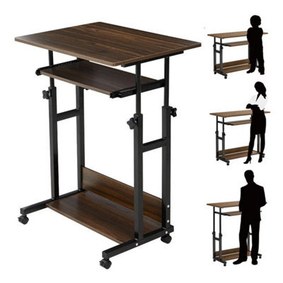 Brown Mobile Computer Desk Home Office Pc Laptop Table Work Study Gaming Workstation - image 1