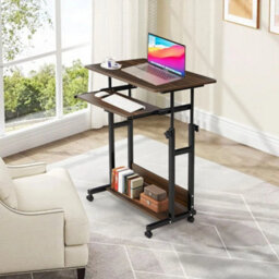 Brown Mobile Computer Desk Home Office Pc Laptop Table Work Study Gaming Workstation - thumbnail 5
