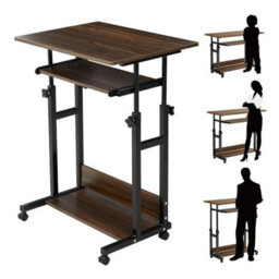 Brown Mobile Computer Desk Home Office Pc Laptop Table Work Study Gaming Workstation - thumbnail 1