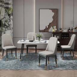 4Pcs Set Of 2-6 Dining Chairs Padded Seat High Back Metal Legs Home Furniture Kitchen - thumbnail 5