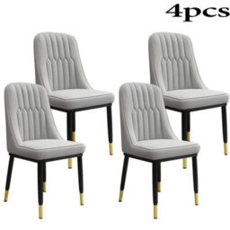 4Pcs Set Of 2-6 Dining Chairs Padded Seat High Back Metal Legs Home Furniture Kitchen