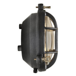 Industville Bulkhead Outdoor & Bathroom Round Wall Light - 8 Inch, Black, Clear Glass - thumbnail 3