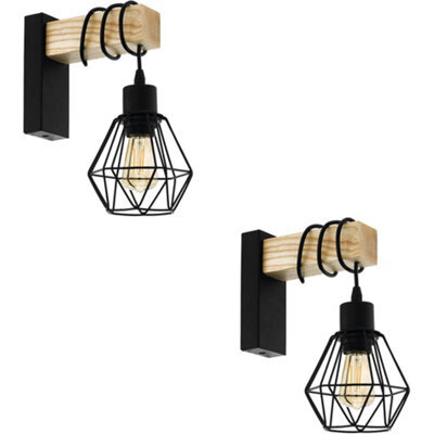 Loops 2 Pack Sleek Modern Design Black And Brown Led Wall Light For Indoor Spaces - 24Cm - image 1