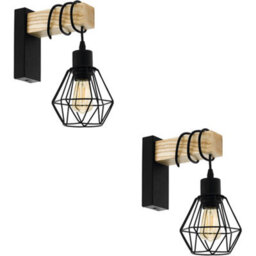 Loops 2 Pack Sleek Modern Design Black And Brown Led Wall Light For Indoor Spaces - 24Cm - thumbnail 1
