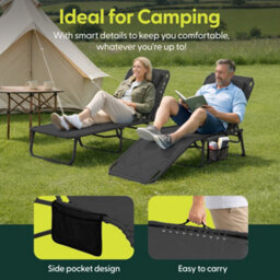 Keplin Foldable Quilted Sun Lounger 70X56X15Cm, Padded 600D Oxford Fabric With 110Kg Capacity,  Dark Grey - thumbnail 7