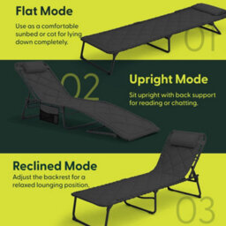 Keplin Foldable Quilted Sun Lounger 70X56X15Cm, Padded 600D Oxford Fabric With 110Kg Capacity,  Dark Grey - thumbnail 8