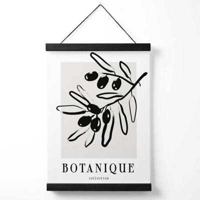 Artze Wall Art Grey And Black Olive Boho Sketch Floral Art Print With Black Frame Size: A4 - image 1