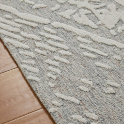 Modern Abstract Easy To Clean Light Blue Ivory Wool Living Room Bedroom Rug-160Cm X 230Cm - thumbnail 2
