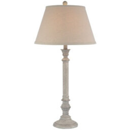 Hill Interiors Liora Table Lamp With Linen Shade - Resin - L41 X W41 X H79 Cm - White