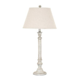 Hill Interiors Liora Table Lamp With Linen Shade - Resin - L41 X W41 X H79 Cm - White - thumbnail 2