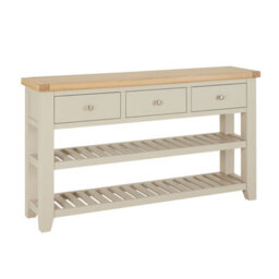 The Furniture Market Cheshire Dove Grey Painted Large 3 Drawer Hall Console Table - thumbnail 5
