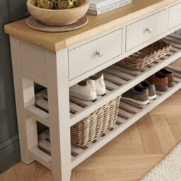 The Furniture Market Cheshire Dove Grey Painted Large 3 Drawer Hall Console Table - thumbnail 3