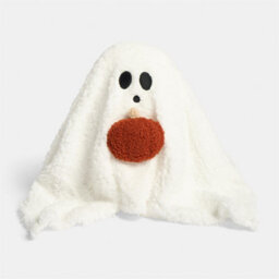 Ohs Ghost Shaped Soft Fleece Decorative Scatter Cushion, Cream