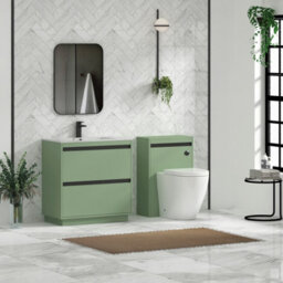 Royal Bathrooms Orion 800mm Mint Sage 2 Drawer Floor Standing Bathroom Vanity Unit With Carrara White Basin & Black Accent Trim - thumbnail 3