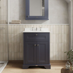 Hudson Reed Floor Standing Two Door Traditional Vanity Unit With 3 Tap Hole White Marble Top & Basin In Twilight Blue, 620 X 470mm - thumbnail 2