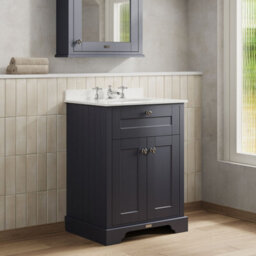 Hudson Reed Floor Standing Two Door Traditional Vanity Unit With 3 Tap Hole White Marble Top & Basin In Twilight Blue, 620 X 470mm - thumbnail 4