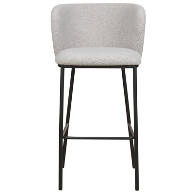 Wyld and Coco Set Of 2 Grey Boucle Bar Chairs With Black Metal Legs, Armless Curved Backrest, Modern Dining Seating - image 1