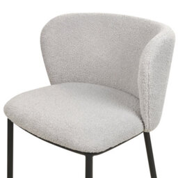 Wyld and Coco Set Of 2 Grey Boucle Bar Chairs With Black Metal Legs, Armless Curved Backrest, Modern Dining Seating - thumbnail 8