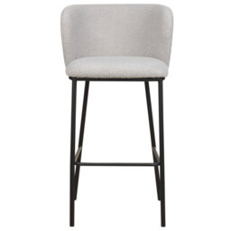 Wyld and Coco Set Of 2 Grey Boucle Bar Chairs With Black Metal Legs, Armless Curved Backrest, Modern Dining Seating - thumbnail 1