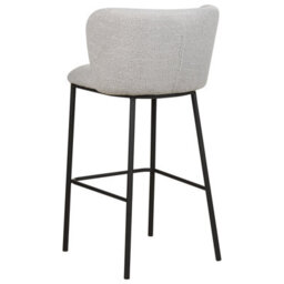 Wyld and Coco Set Of 2 Grey Boucle Bar Chairs With Black Metal Legs, Armless Curved Backrest, Modern Dining Seating - thumbnail 7