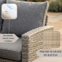 New - Evre Mumbai 8 Seater Grey Garden Corner Furniture Outdoor Sofa Dining Set Wood Table Top Thick Cushions - thumbnail 5