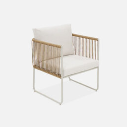 Sweeek - 4-Seater Garden Sofa Set With Plastic Ropes In Galvanised Steel Cesena Natural 115X60X68 Cm - thumbnail 3