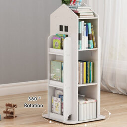 Living And Home White Freestanding Rotating House Shaped Kids' Bookshelf Bookcase - thumbnail 2