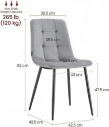 Doubs Light Oak Modern Dining Table With 4 Grey Velvet Chairs And 1 Bench 6-Piece Set - thumbnail 6