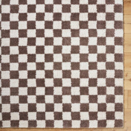 Livabliss Fossay Shaggy-Washable Beige Brown High Pile Checkered Living Bedroom Rug 160 X 213 Cm Easy Care, Non Shedding - thumbnail 7