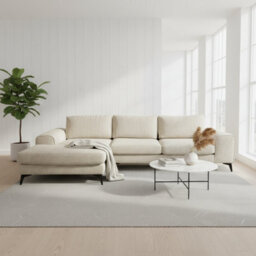 Abakus Direct Venice Chenille Corner Sofa In Beige Left Facing With Deep Seats And Extra-Wide Padded Arms - thumbnail 1