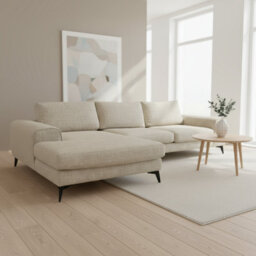 Abakus Direct Venice Chenille Corner Sofa In Beige Left Facing With Deep Seats And Extra-Wide Padded Arms - thumbnail 3