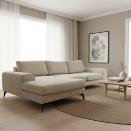 Abakus Direct Venice Chenille Corner Sofa In Beige Left Facing With Deep Seats And Extra-Wide Padded Arms - thumbnail 2