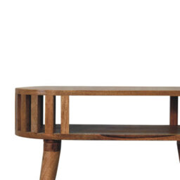 Wyld Haus Kailua Slated Mango Wood Open Console Table, Oak-Ish Finish, Modern - thumbnail 5