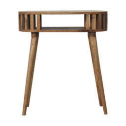 Wyld Haus Kailua Slated Mango Wood Open Console Table, Oak-Ish Finish, Modern - thumbnail 2