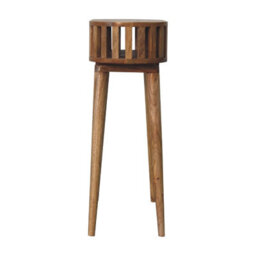 Wyld Haus Kailua Slated Mango Wood Open Console Table, Oak-Ish Finish, Modern - thumbnail 9