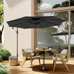 Living And Home 3M Large Rotatable Garden Sun Shade Cantilever Parasol Patio Hanging Banana Umbrella Crank Tilt No Cross Base, Black - thumbnail 2