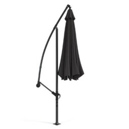 Living And Home 3M Large Rotatable Garden Sun Shade Cantilever Parasol Patio Hanging Banana Umbrella Crank Tilt No Cross Base, Black - thumbnail 7