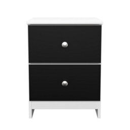 Portland 2 Drawer Compact Bedside Cabinet In Black & White Matt (Ready Assembled) - thumbnail 2