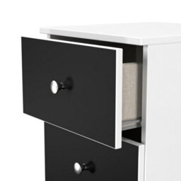 Portland 2 Drawer Compact Bedside Cabinet In Black & White Matt (Ready Assembled) - thumbnail 6